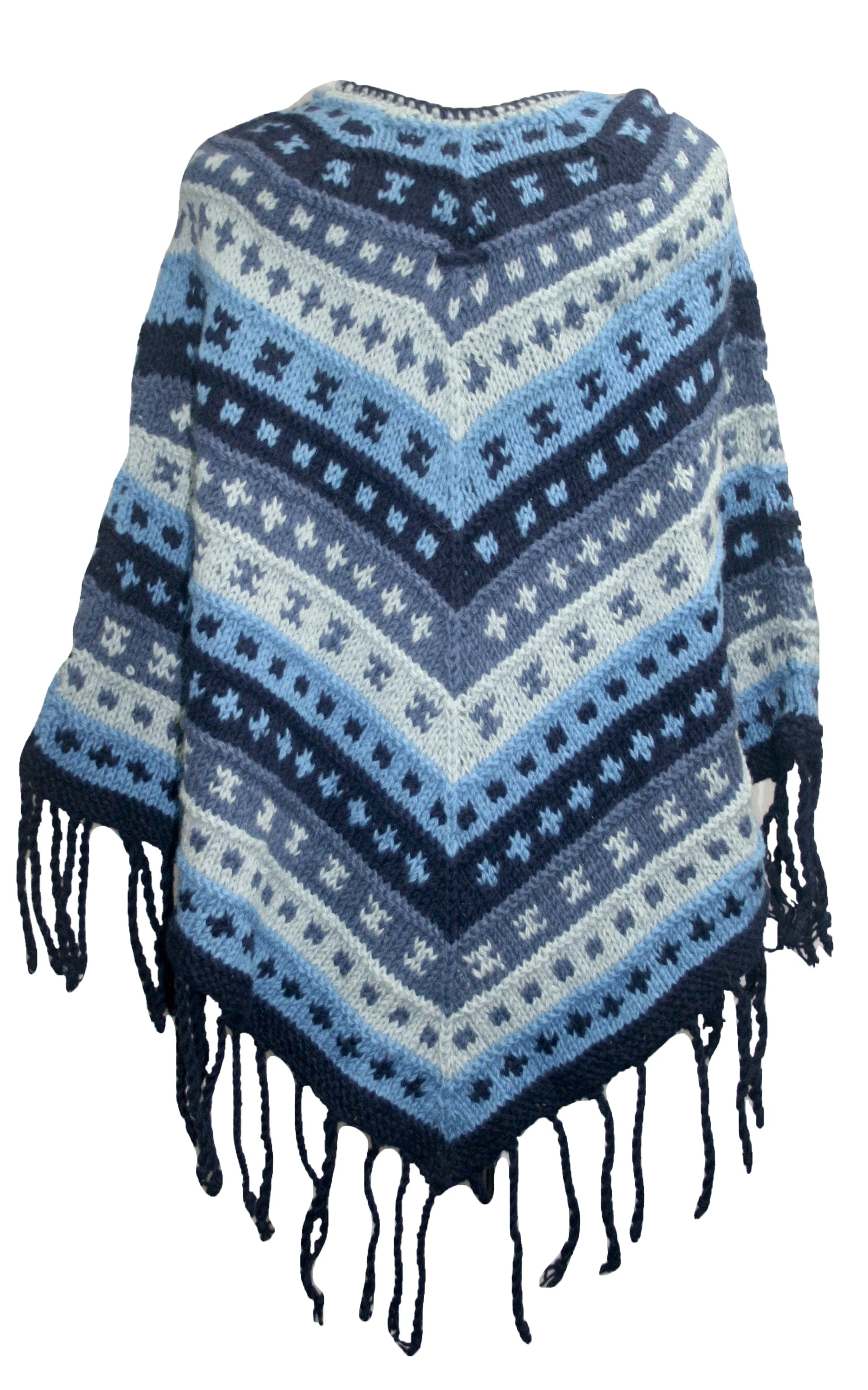 PN 200 Himalayan 2 Ply Warm Sheep Wool Hand Knitted Poncho
