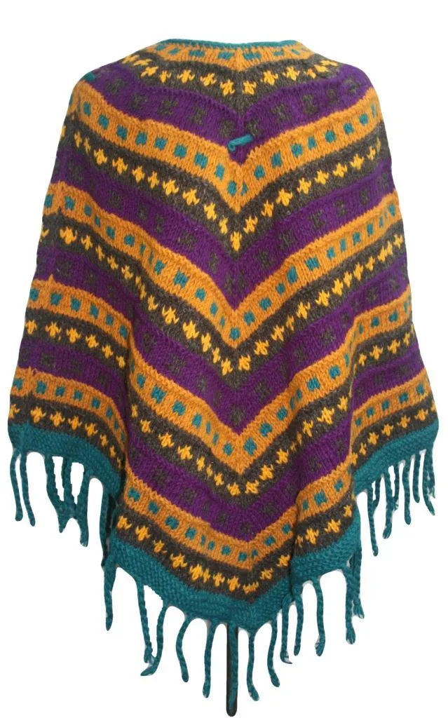 PN 200 Himalayan 2 Ply Warm Sheep Wool Hand Knitted Poncho