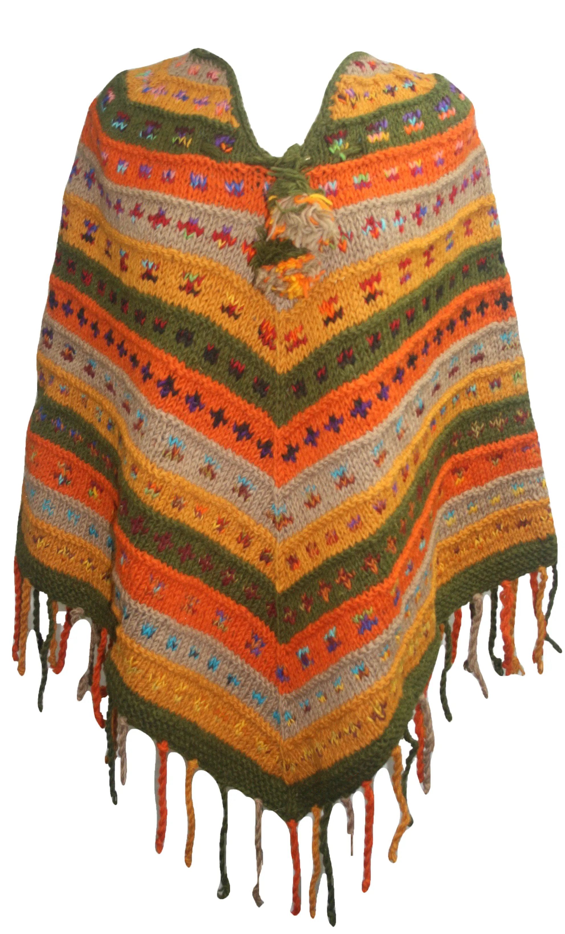 PN 200 Himalayan 2 Ply Warm Sheep Wool Hand Knitted Poncho