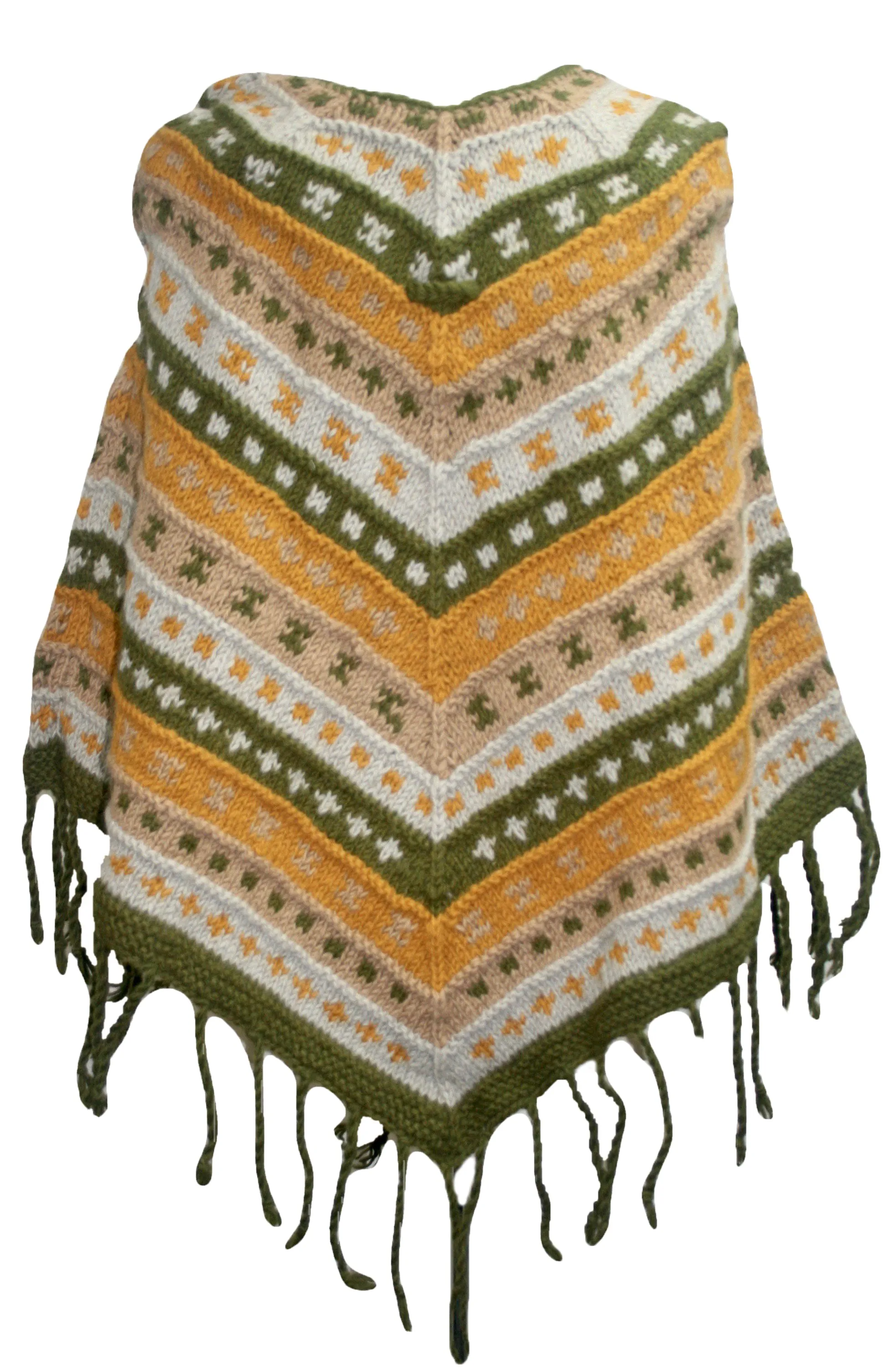 PN 200 Himalayan 2 Ply Warm Sheep Wool Hand Knitted Poncho