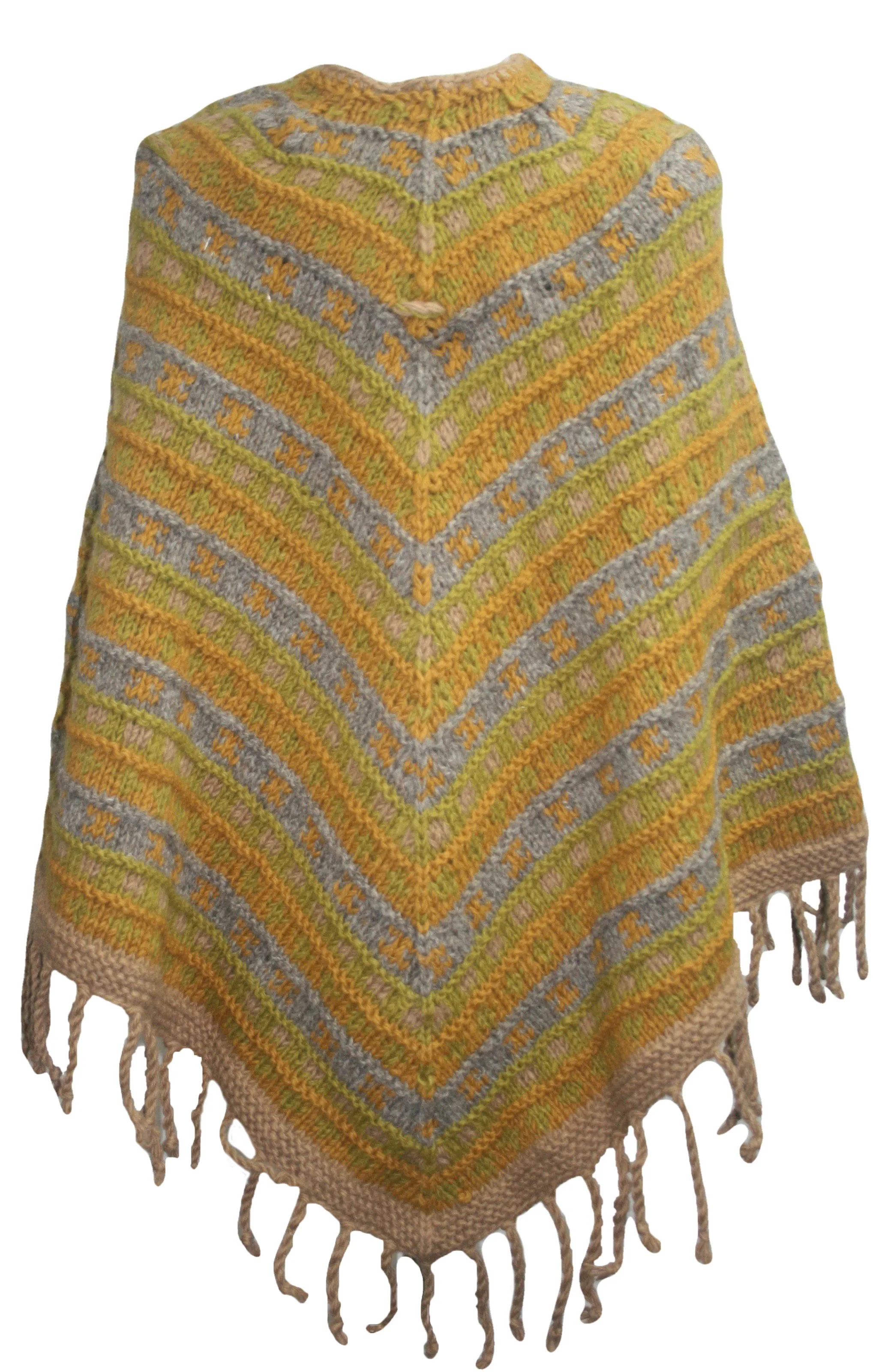 PN 200 Himalayan 2 Ply Warm Sheep Wool Hand Knitted Poncho