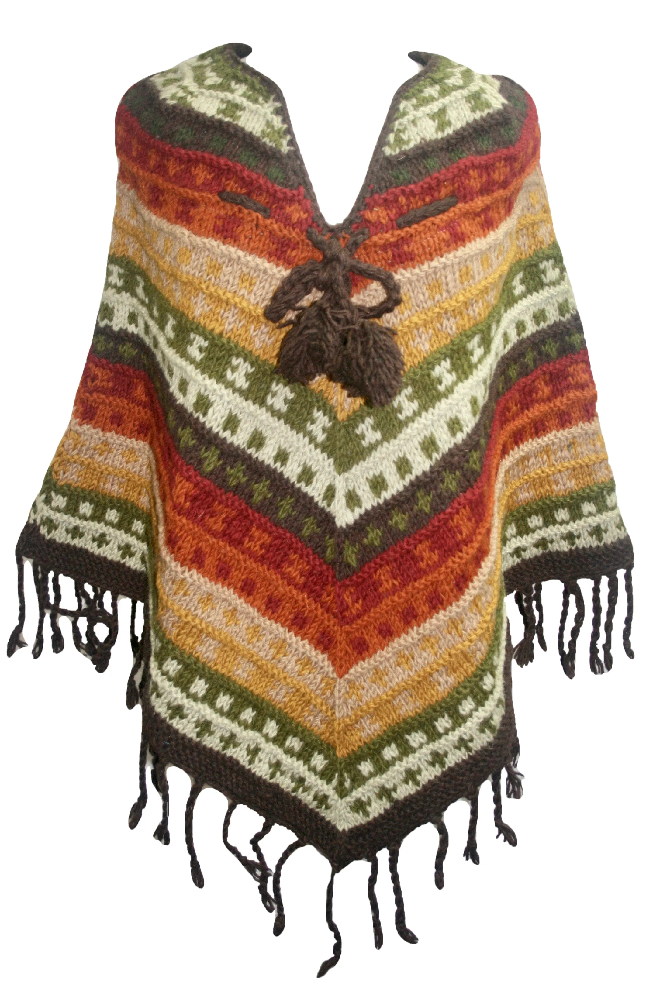 PN 200 Himalayan 2 Ply Warm Sheep Wool Hand Knitted Poncho