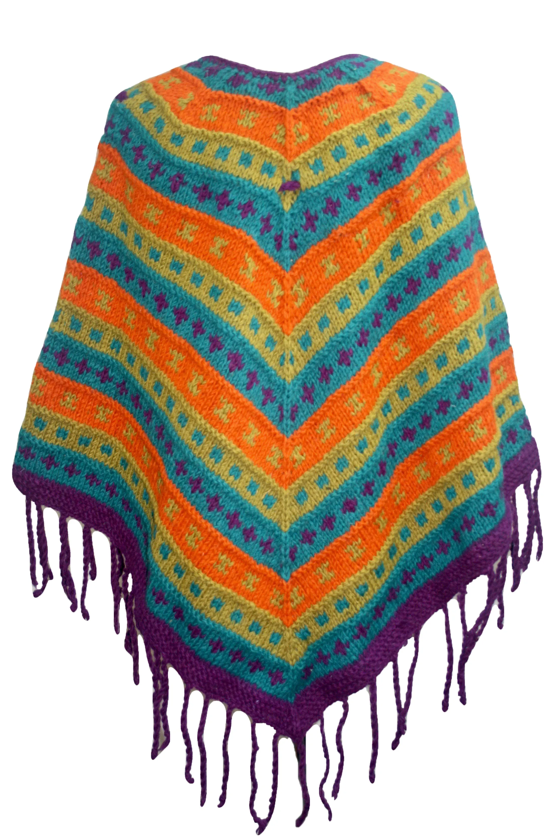 PN 200 Himalayan 2 Ply Warm Sheep Wool Hand Knitted Poncho