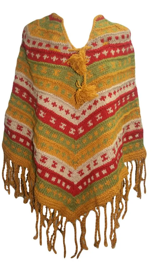 PN 200 Himalayan 2 Ply Warm Sheep Wool Hand Knitted Poncho