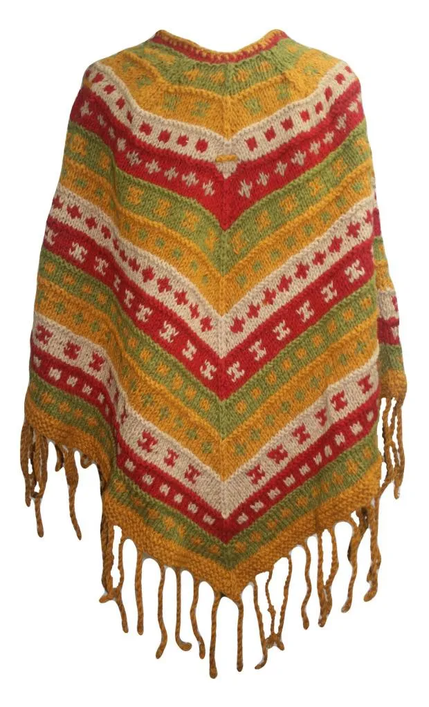 PN 200 Himalayan 2 Ply Warm Sheep Wool Hand Knitted Poncho