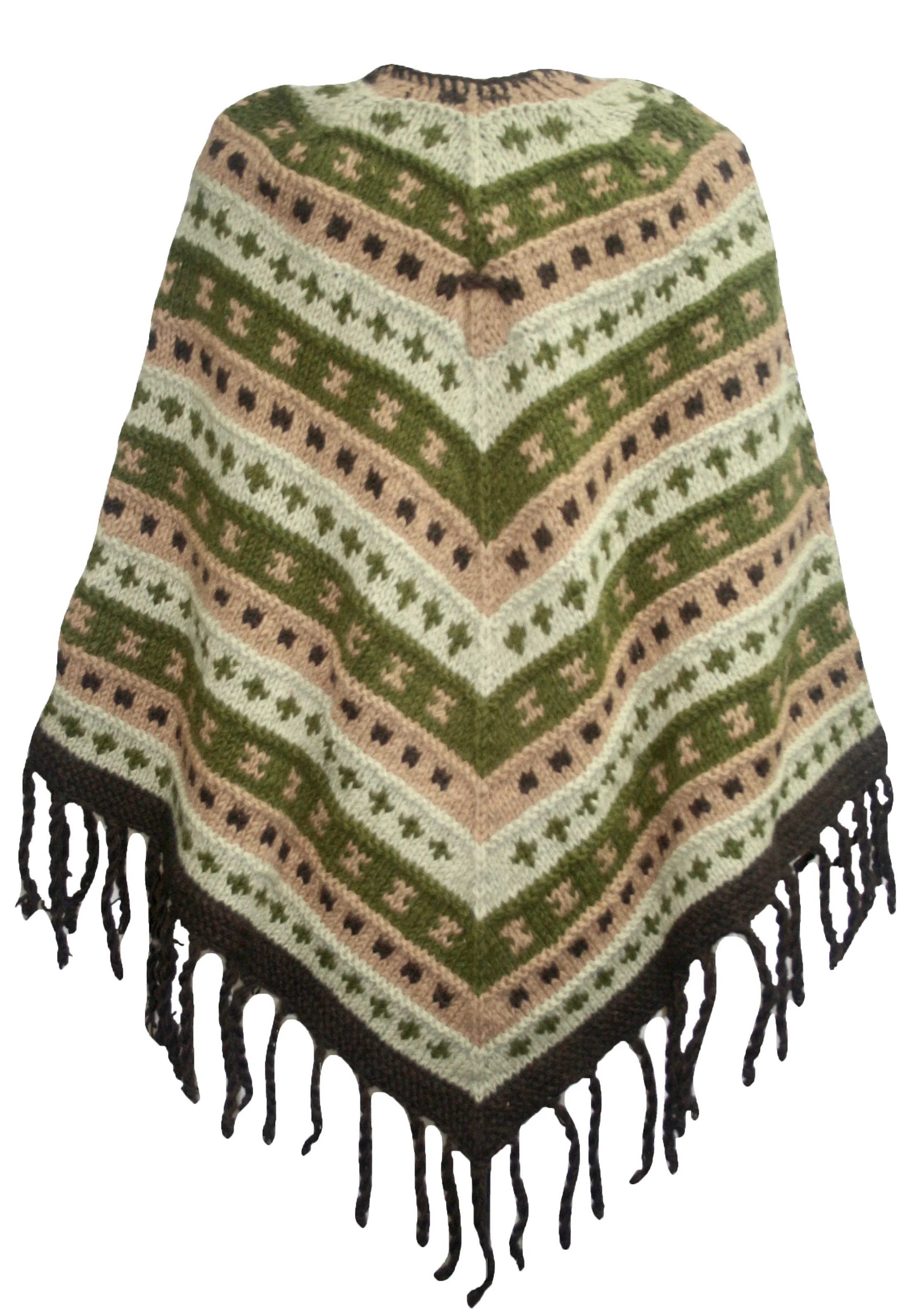 PN 200 Himalayan 2 Ply Warm Sheep Wool Hand Knitted Poncho