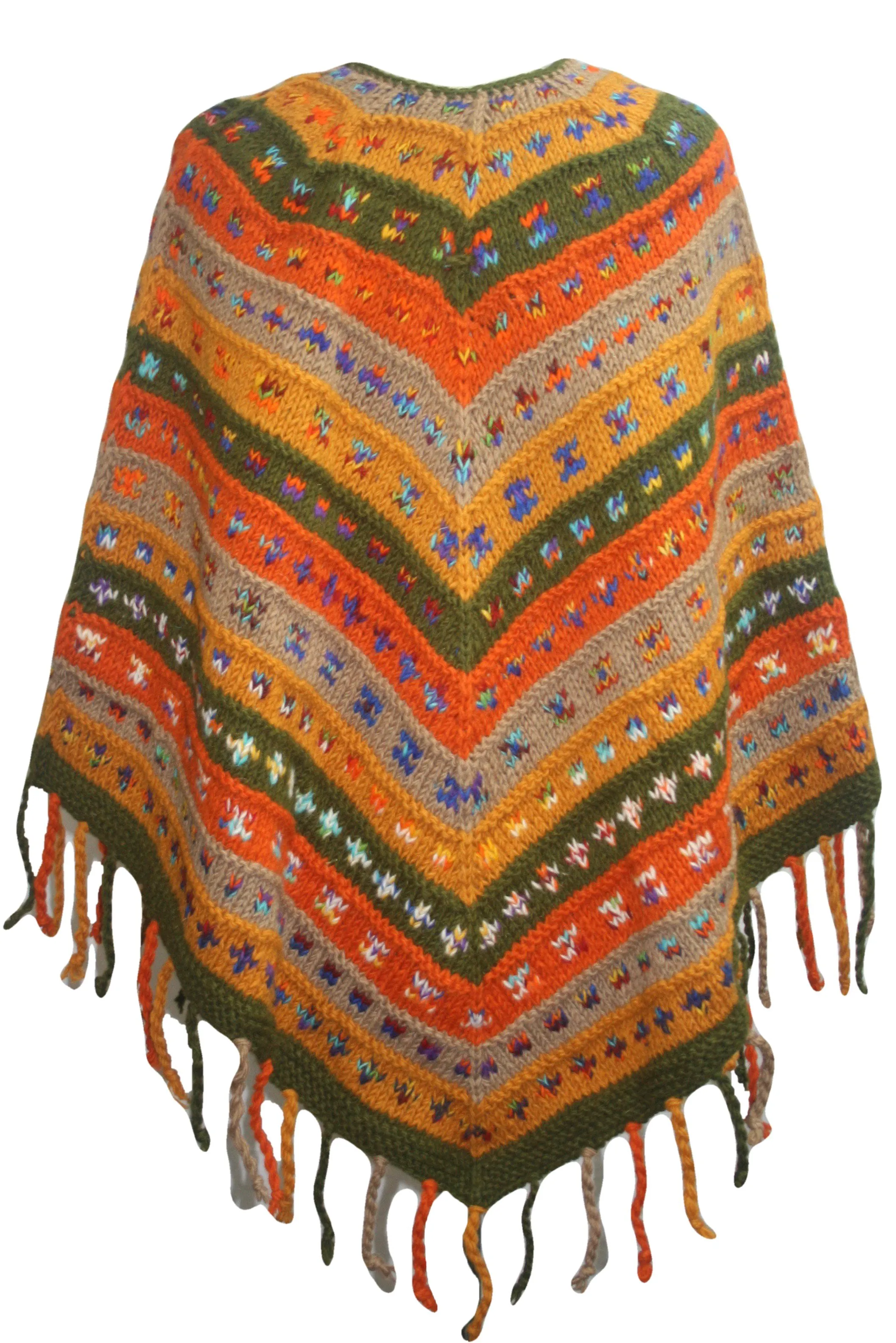 PN 200 Himalayan 2 Ply Warm Sheep Wool Hand Knitted Poncho