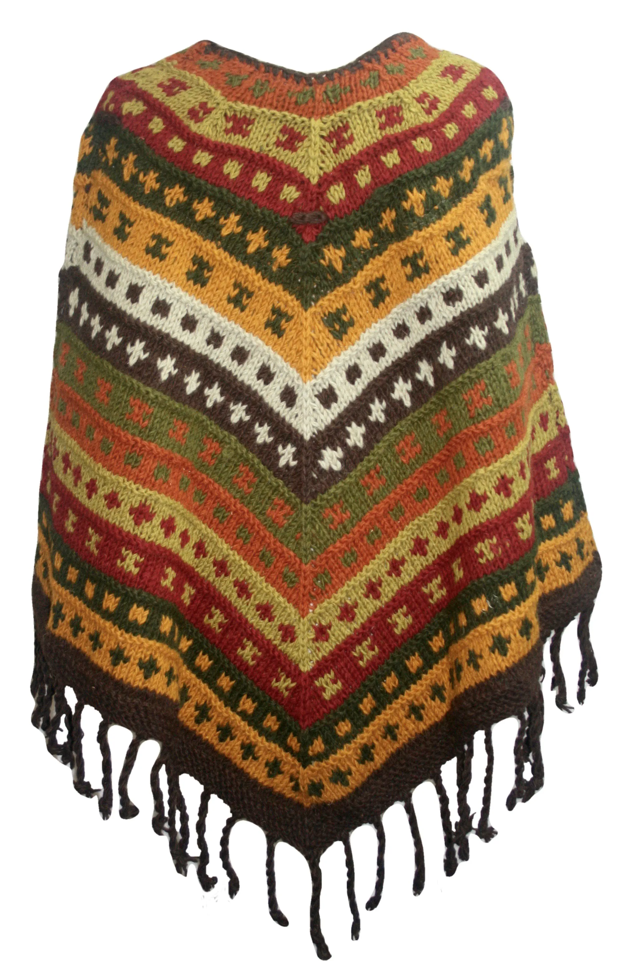 PN 200 Himalayan 2 Ply Warm Sheep Wool Hand Knitted Poncho
