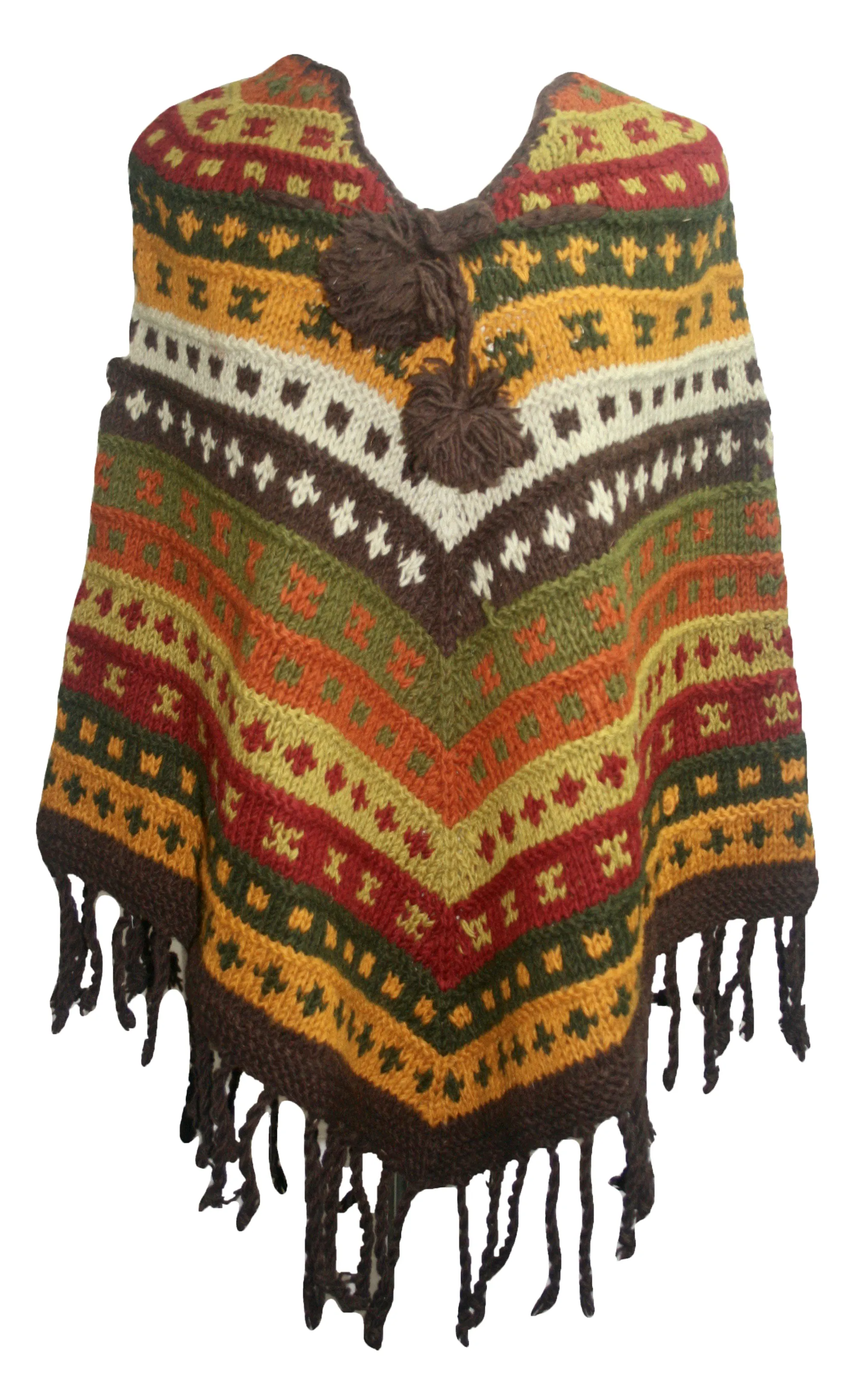 PN 200 Himalayan 2 Ply Warm Sheep Wool Hand Knitted Poncho