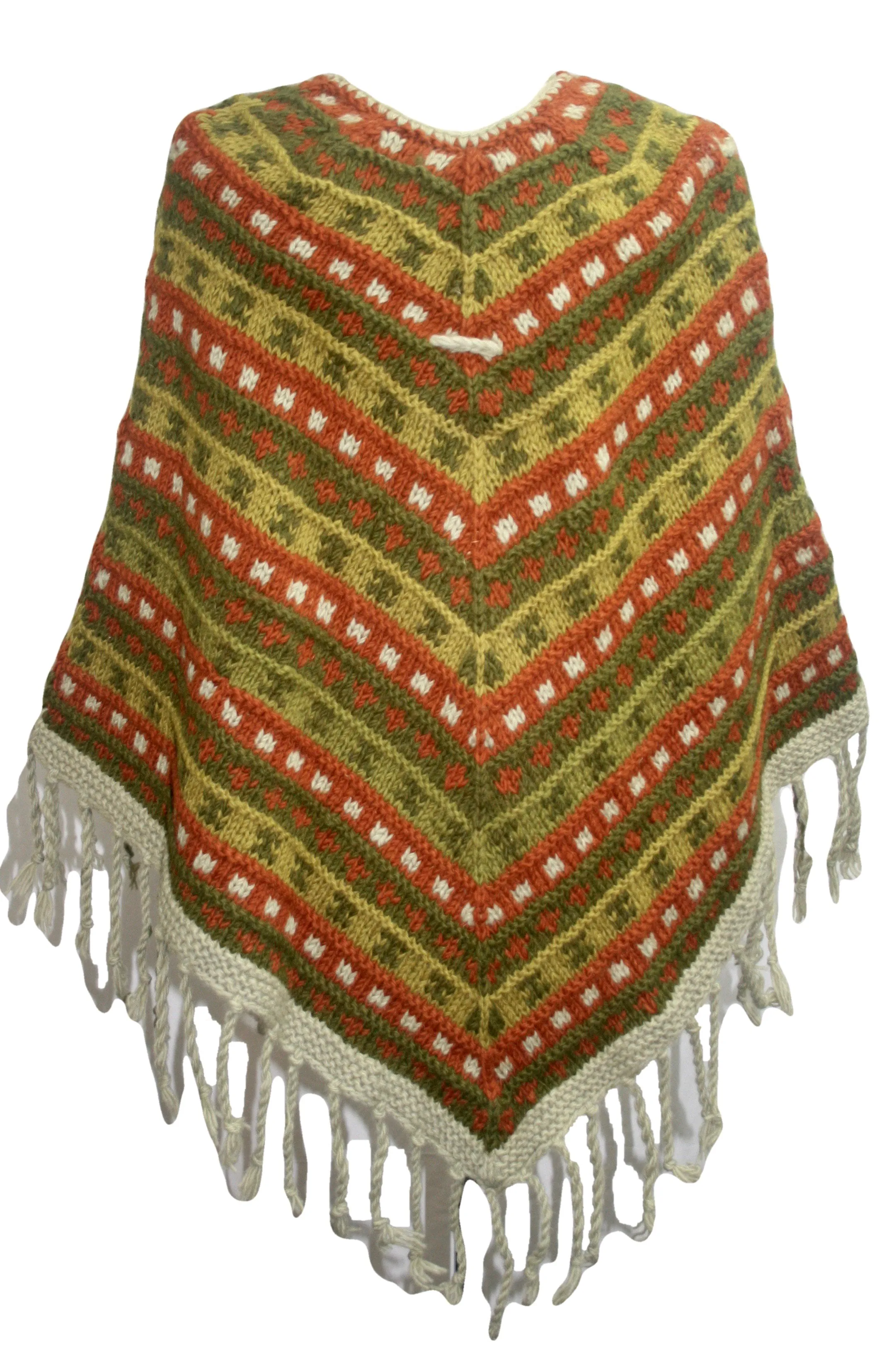 PN 200 Himalayan 2 Ply Warm Sheep Wool Hand Knitted Poncho