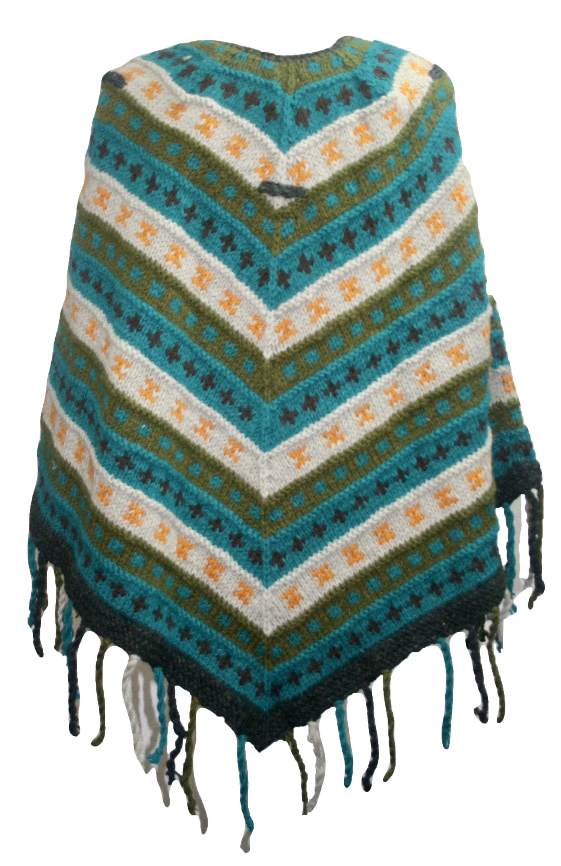 PN 200 Himalayan 2 Ply Warm Sheep Wool Hand Knitted Poncho