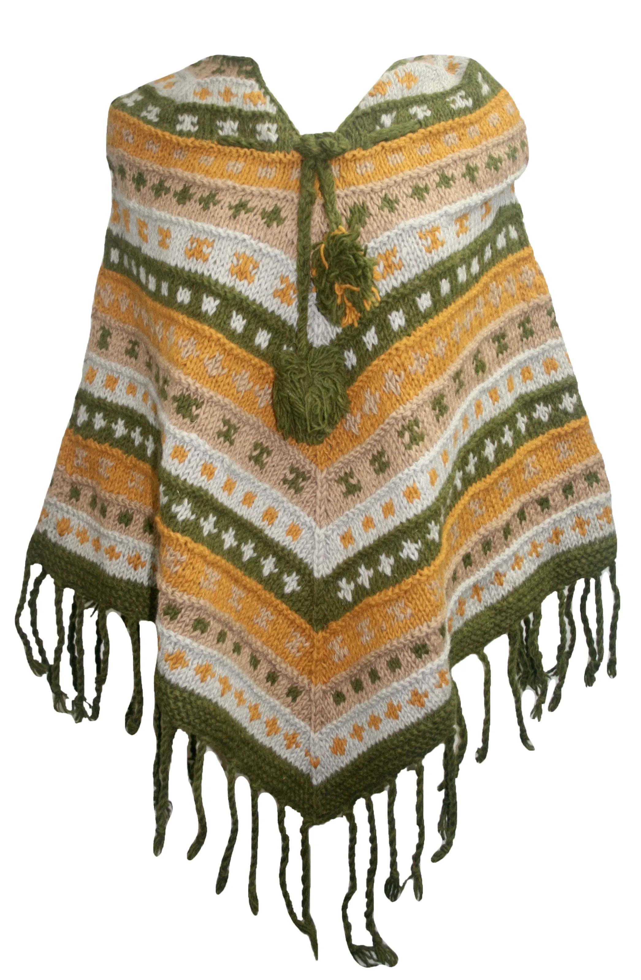 PN 200 Himalayan 2 Ply Warm Sheep Wool Hand Knitted Poncho