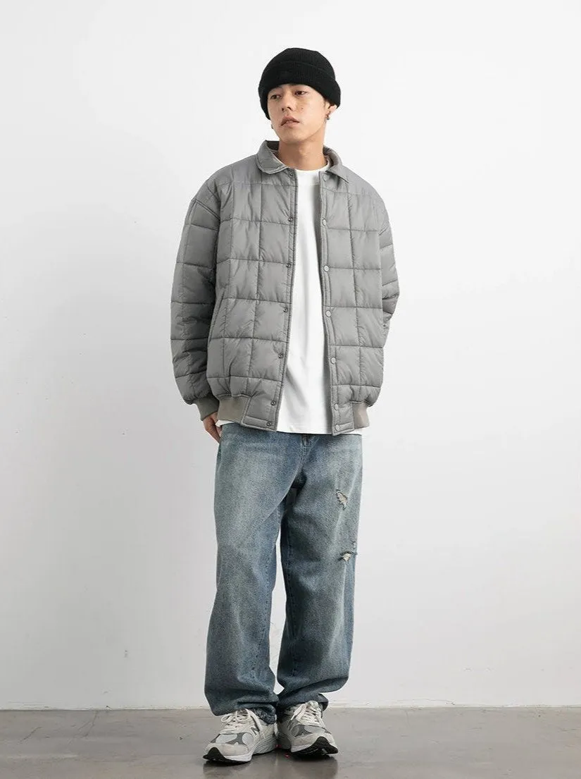 Quilted Puffer Jacket with Snap Buttons