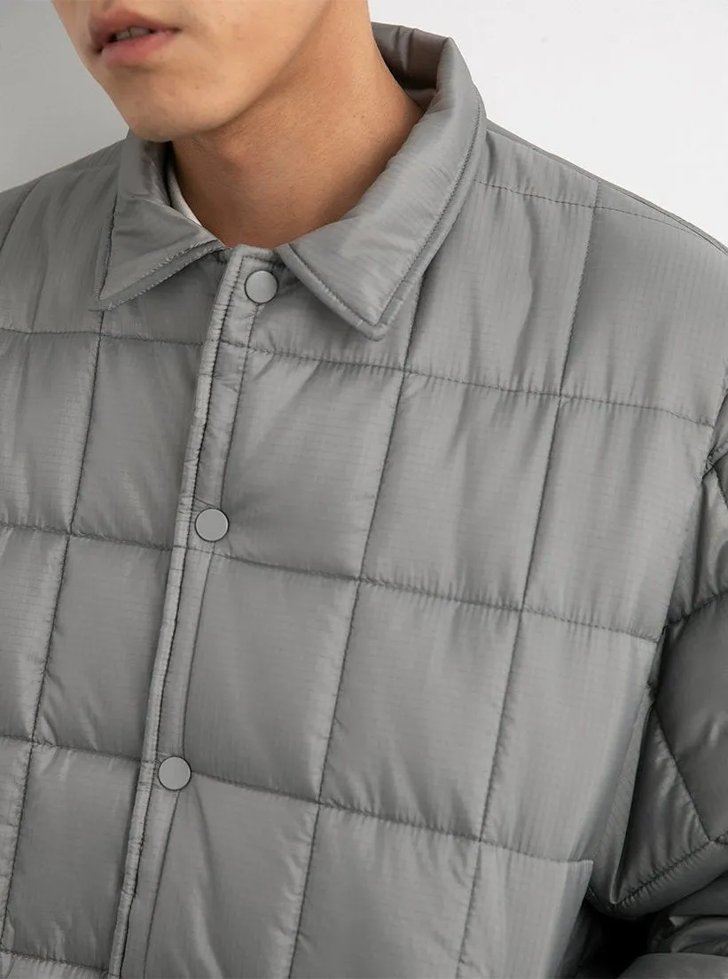 Quilted Puffer Jacket with Snap Buttons