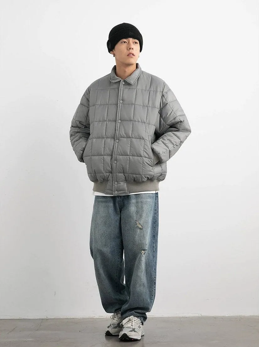 Quilted Puffer Jacket with Snap Buttons