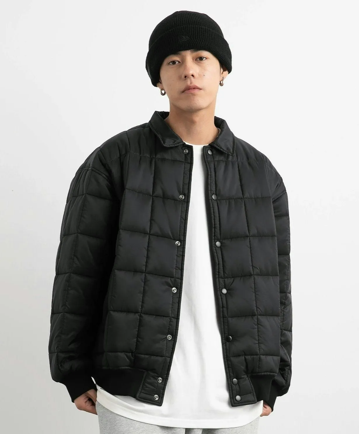 Quilted Puffer Jacket with Snap Buttons