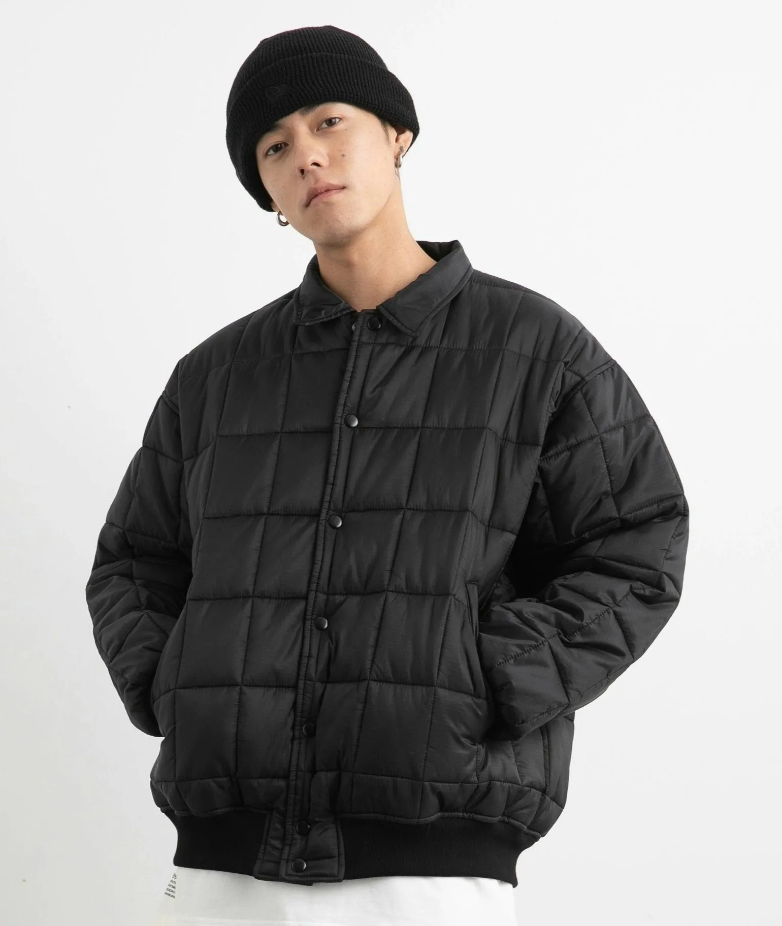 Quilted Puffer Jacket with Snap Buttons