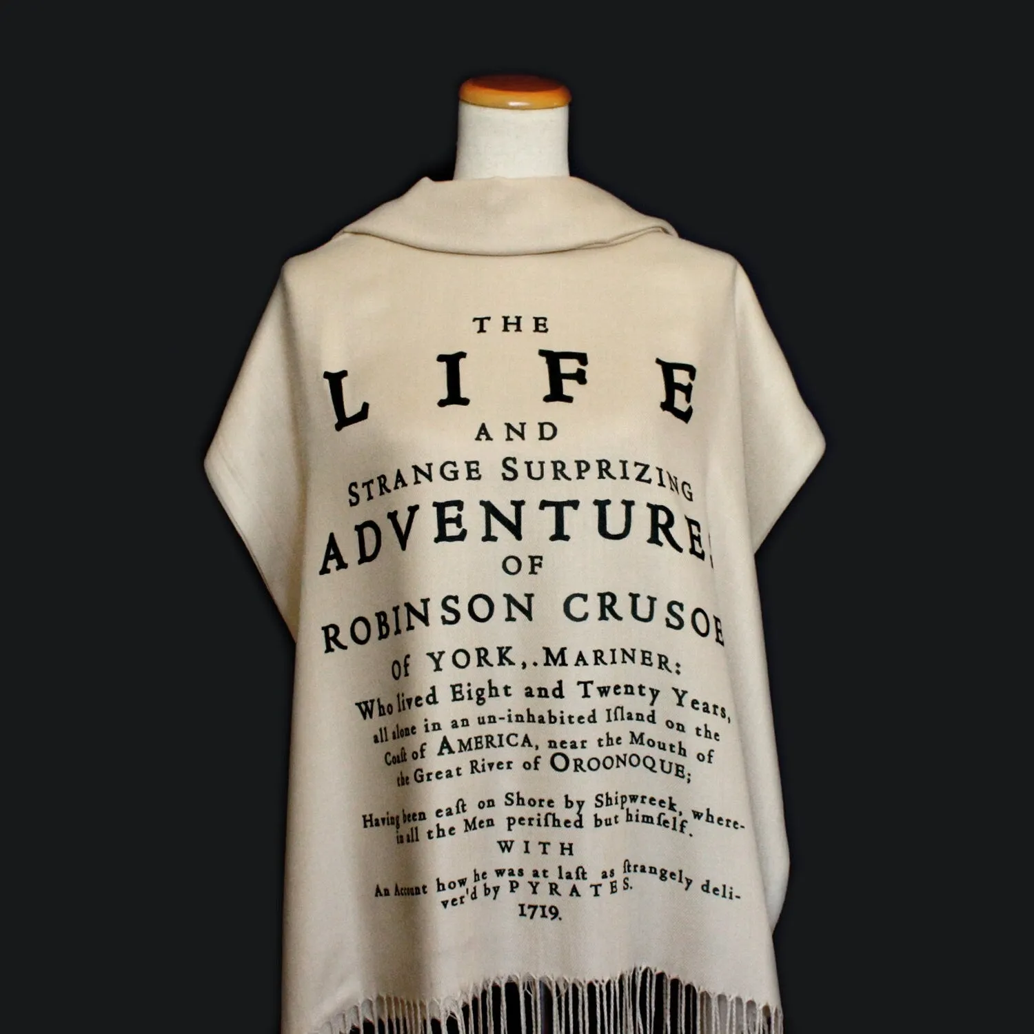 Robinson Crusoe by Daniel Defoe Scarf/Shawl. Book scarf, Literary Gift.