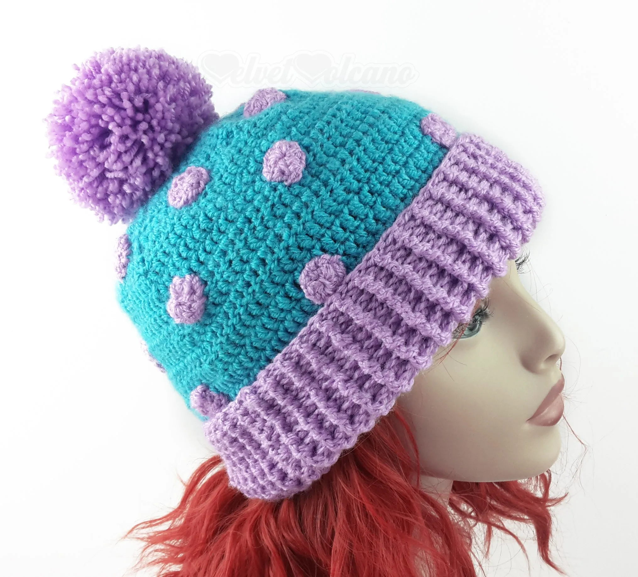 Super Slouchy Polka Dot Pom Pom Beanie (Custom Colour)